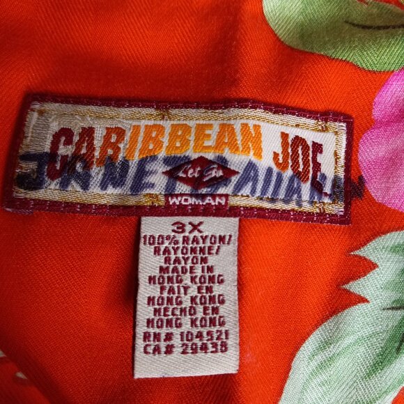 Caribbean Joe Size 3X Hawaiian Shirt Womens Floral Short Sleeves Coconut Buttons - Picture 4 of 11